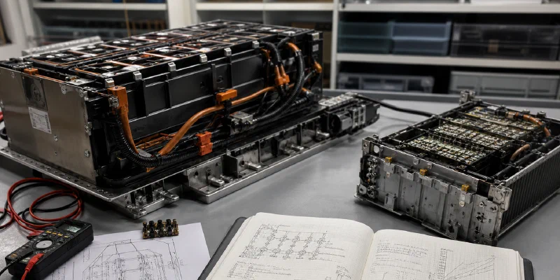 Battery modules, measurement diagrams and an engineering notebook